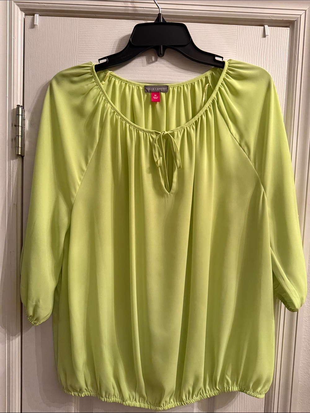 Vince Camuto Bright Lime Green Peasant Blouse